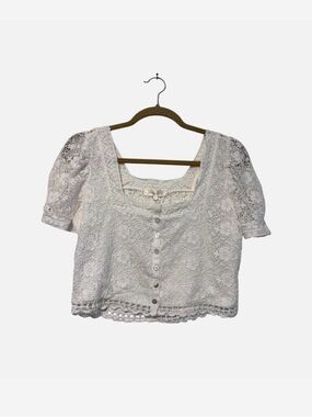 LoveShackFancy Carmeline Cropped Top True White NWT Size 4 Small